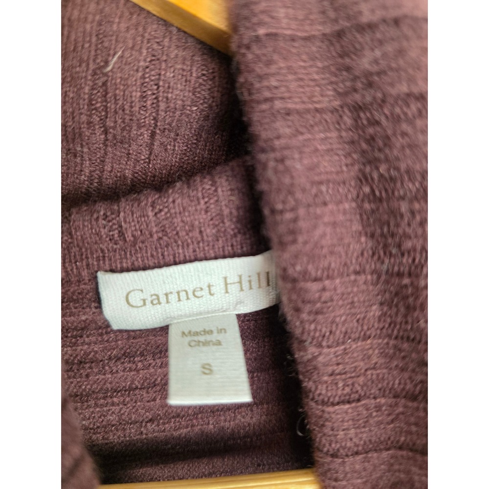 Garnet Hill 100% Cashmere Ribbed Cowl Neck Cape Sweater Burgundy Womens Small - Picture 6 of 8